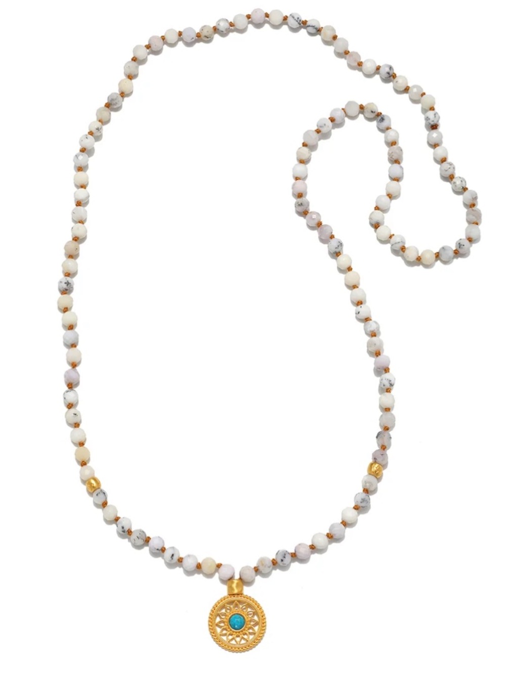 Satya jewlery Step into self white opal mandala mala necklace